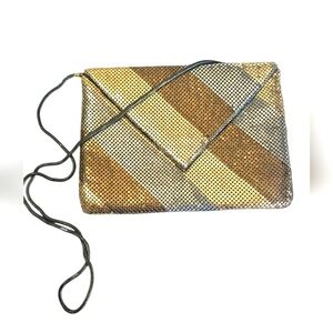 Vintage DELILL Chain Mesh Metal Bag Clutch/Shoulder.Art Deco.Bronze/gold/silver